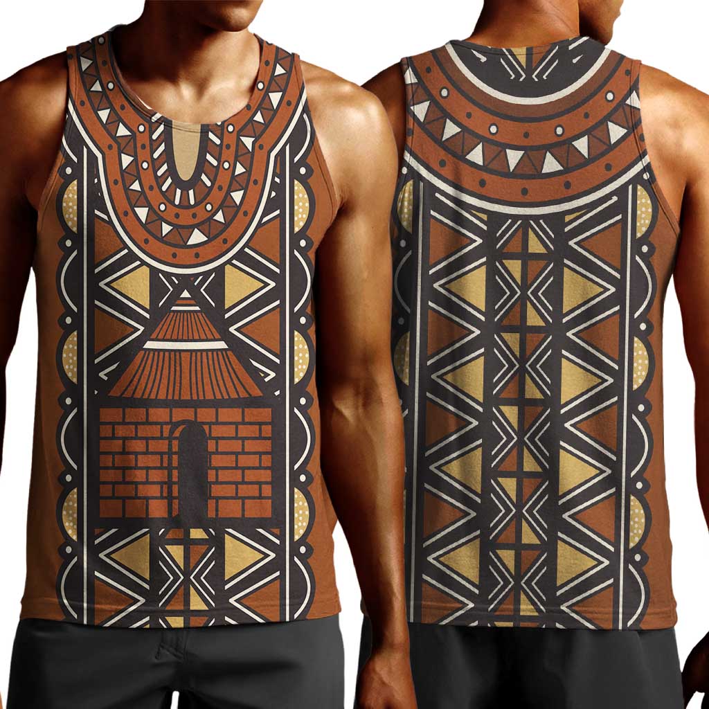 Mali Mud Cloth Village Legacy Men Tank Top African Tribal Pattern - African Pride