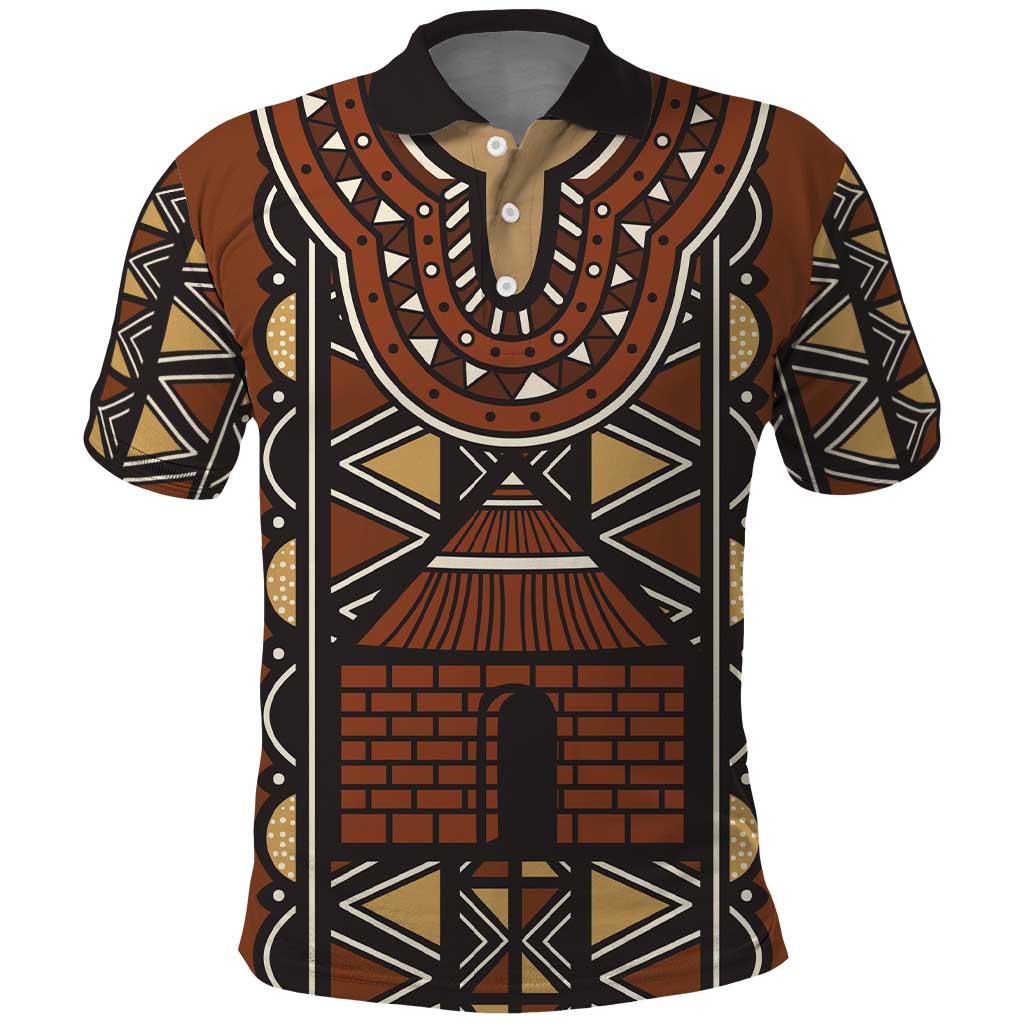 Mali Mud Cloth Village Legacy Polo Shirt African Tribal Pattern - African Pride
