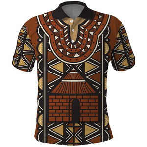 Mali Mud Cloth Village Legacy Polo Shirt African Tribal Pattern - African Pride