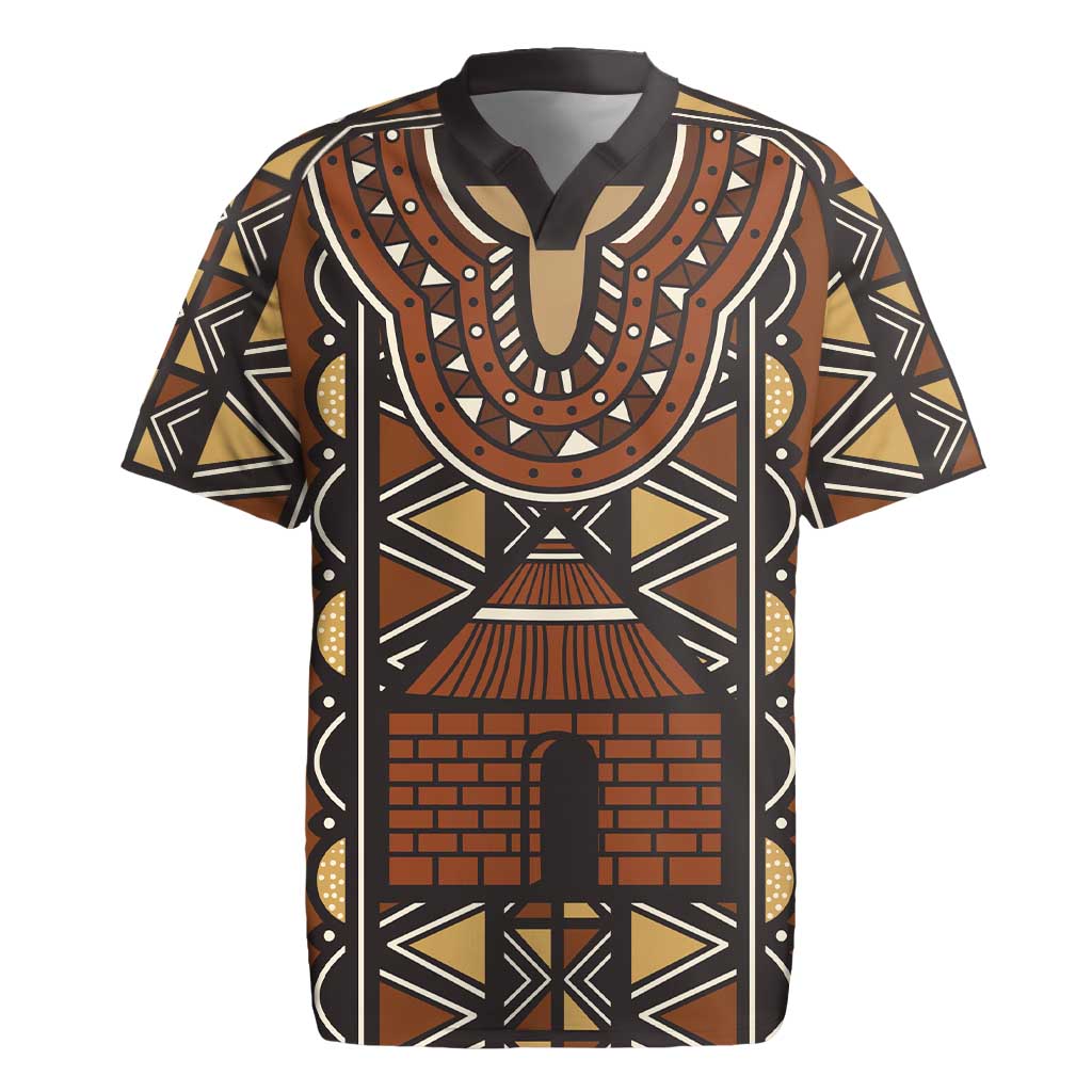 Mali Mud Cloth Village Legacy Rugby Jersey African Tribal Pattern - African Pride
