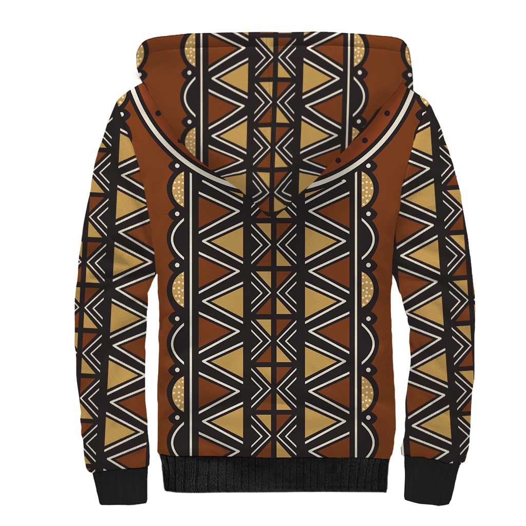 Mali Mud Cloth Village Legacy Sherpa Hoodie African Tribal Pattern - African Pride