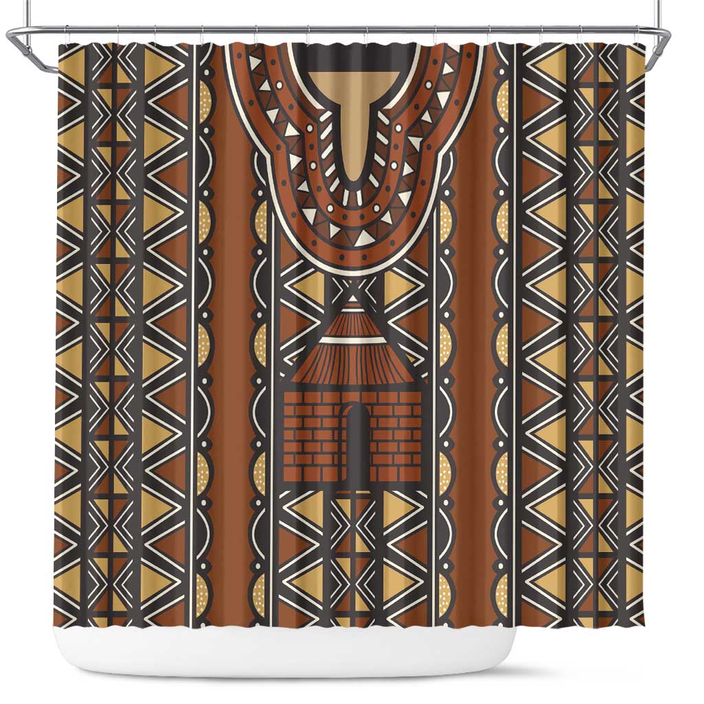Mali Mud Cloth Village Legacy Shower Curtain African Tribal Pattern - African Pride