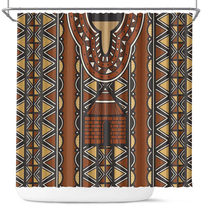 Mali Mud Cloth Village Legacy Shower Curtain African Tribal Pattern - African Pride