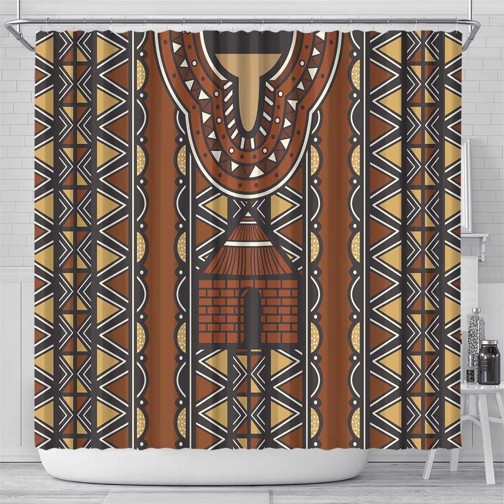 Mali Mud Cloth Village Legacy Shower Curtain African Tribal Pattern - African Pride