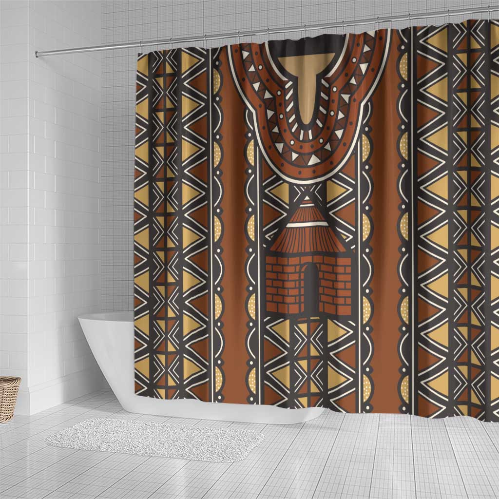 Mali Mud Cloth Village Legacy Shower Curtain African Tribal Pattern - African Pride