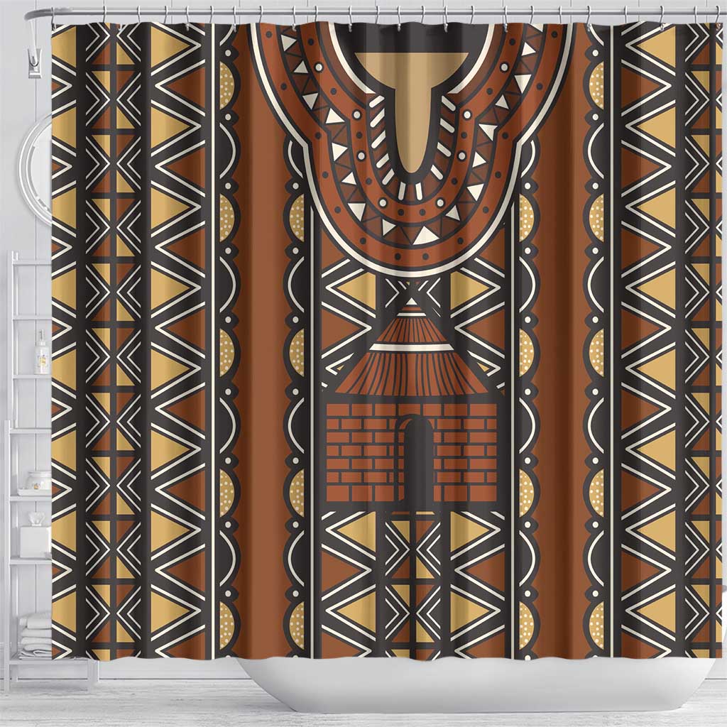 Mali Mud Cloth Village Legacy Shower Curtain African Tribal Pattern - African Pride