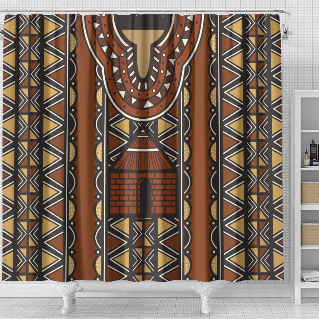 Mali Mud Cloth Village Legacy Shower Curtain African Tribal Pattern - African Pride