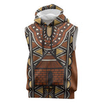 Mali Mud Cloth Village Legacy Sleeveless Hoodie African Tribal Pattern - African Pride