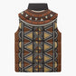 Mali Mud Cloth African Village Sleeveless Puffer Jacket Ethnic Geometry Style