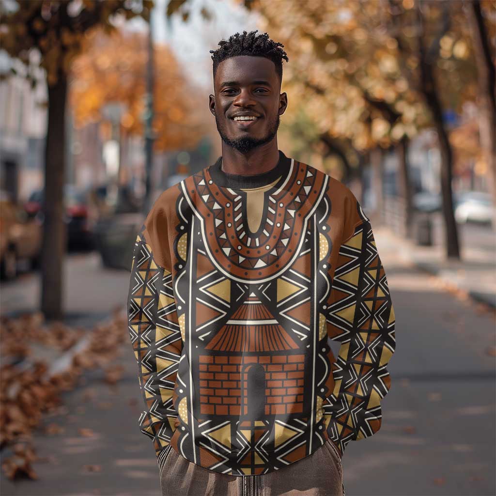 Mali Mud Cloth Village Legacy Sweatshirt African Tribal Pattern - African Pride