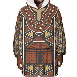 Mali Mud Cloth Village Legacy Wearable Blanket Hoodie African Tribal Pattern - African Pride