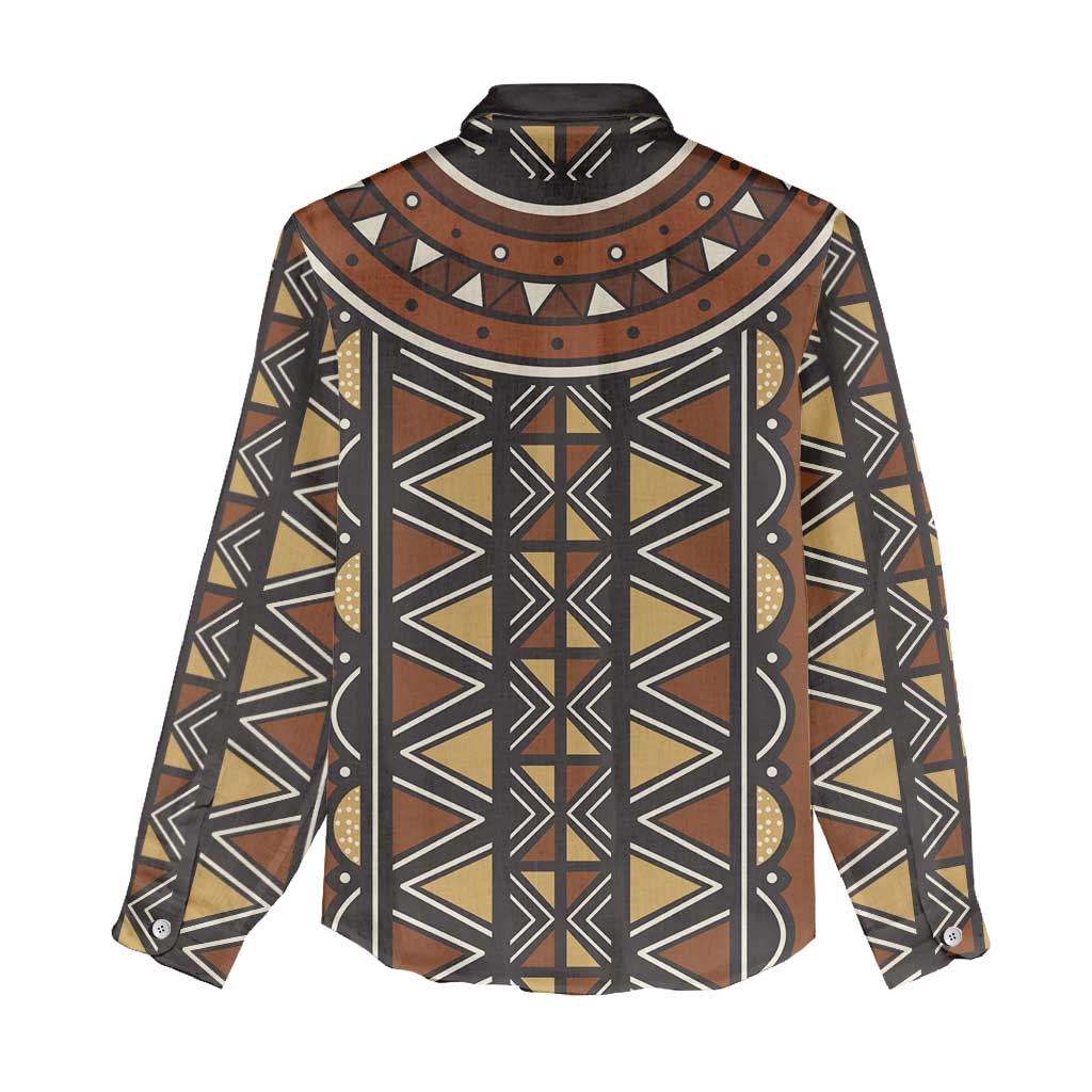 Mali Mud Cloth Village Legacy Women Casual Shirt African Tribal Pattern - African Pride