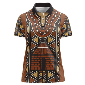 Mali Mud Cloth Village Legacy Women Polo Shirt African Tribal Pattern - African Pride