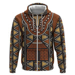Mali Mud Cloth Village Legacy Zip Hoodie African Tribal Pattern - African Pride