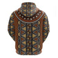 Mali Mud Cloth Village Legacy Zip Hoodie African Tribal Pattern - African Pride