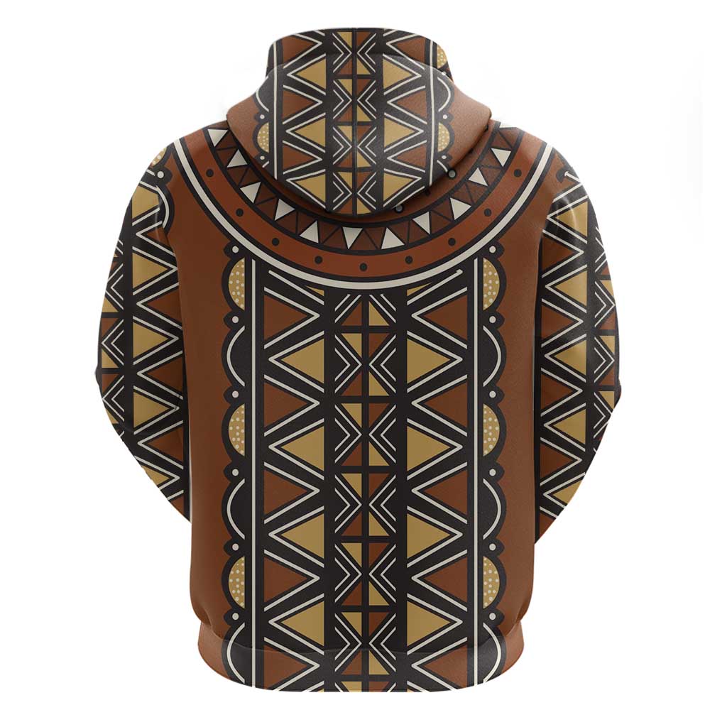 Mali Mud Cloth Village Legacy Zip Hoodie African Tribal Pattern - African Pride