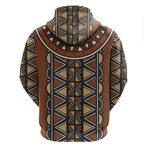 Mali Mud Cloth Village Legacy Zip Hoodie African Tribal Pattern - African Pride