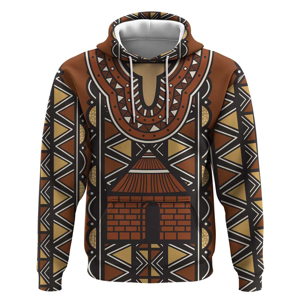 Mali Mud Cloth Village Legacy Zip Hoodie African Tribal Pattern - African Pride