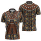 Mali Mud Cloth African Village Zipper Polo Shirt Ethnic Geometry Style
