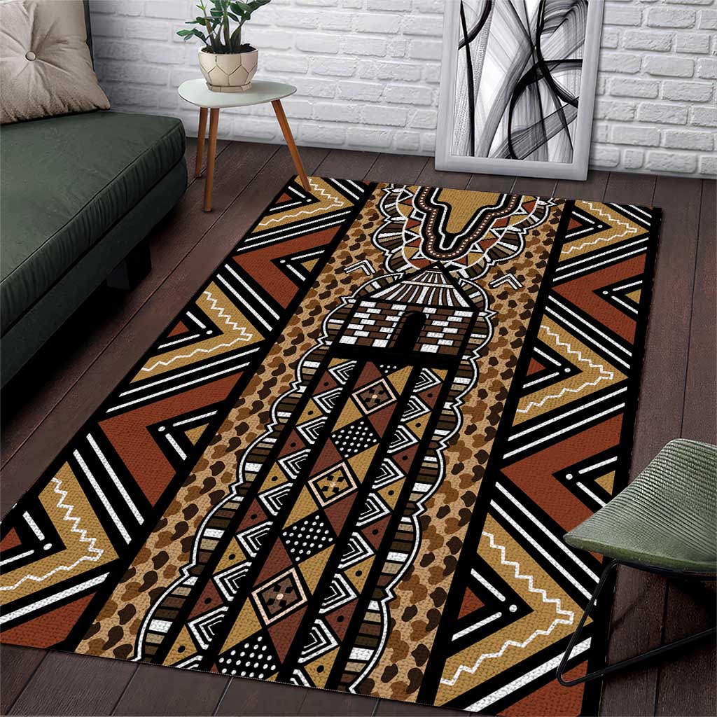 Mali Mud Cloth Leopards Legacy Area Rug African Tribal Pattern - African Pride