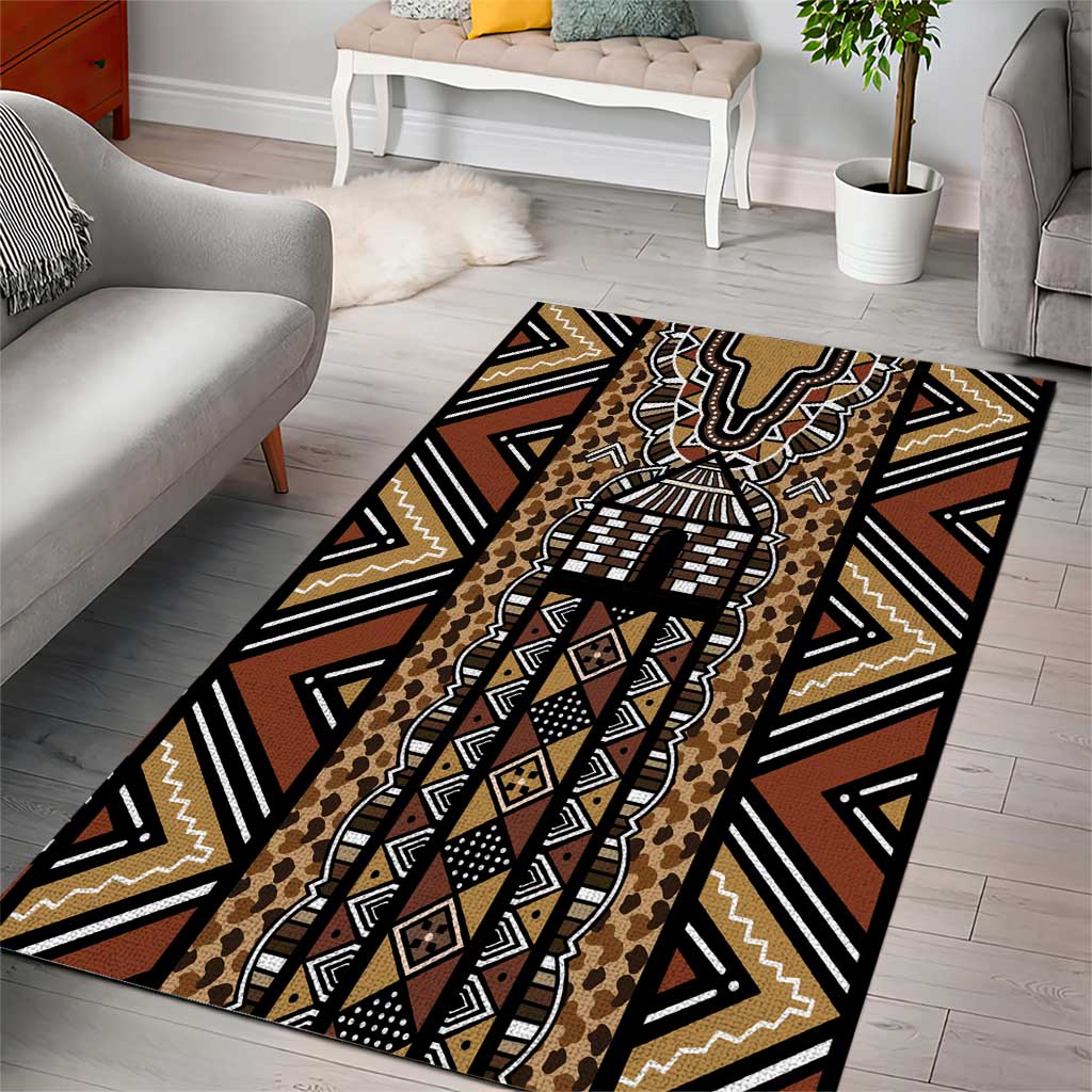 Mali Mud Cloth Leopards Legacy Area Rug African Tribal Pattern - African Pride