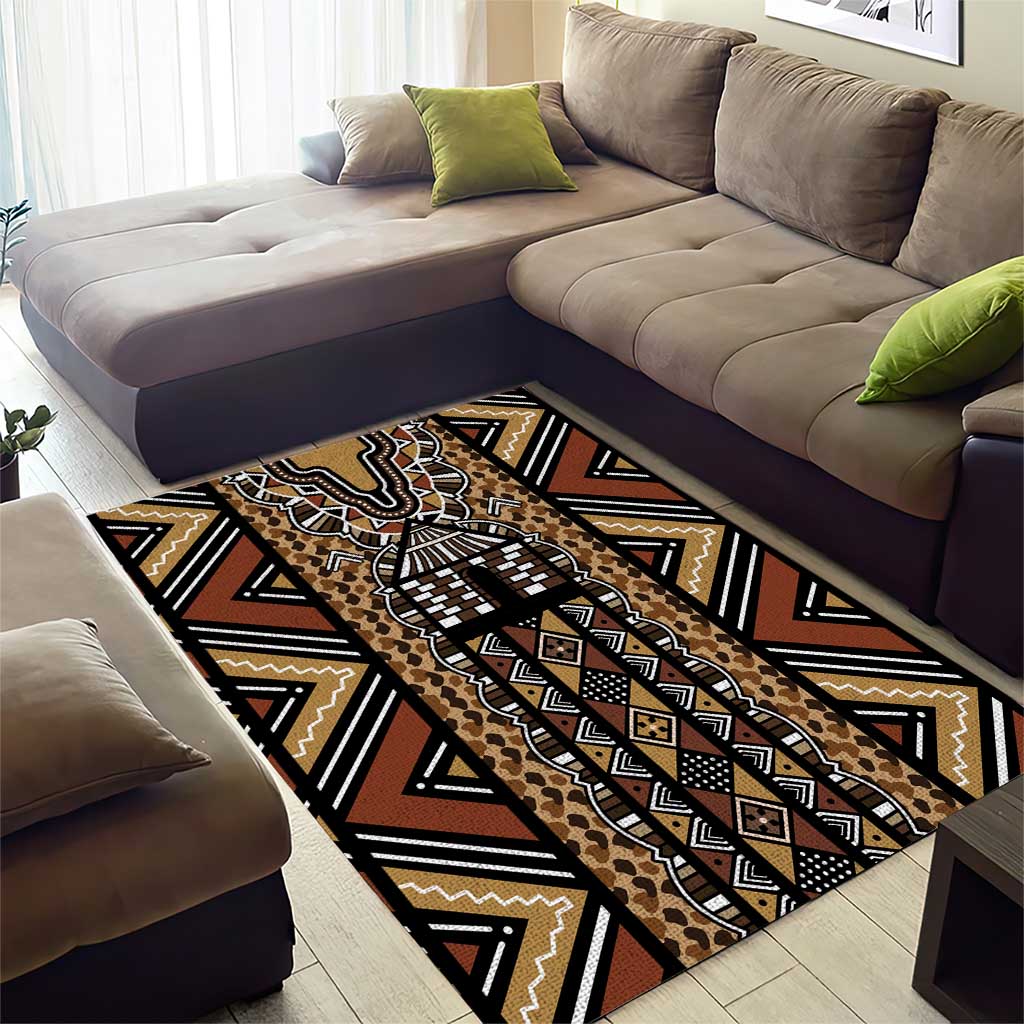 Mali Mud Cloth Leopards Legacy Area Rug African Tribal Pattern - African Pride