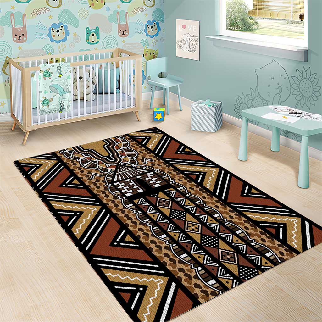 Mali Mud Cloth Leopards Legacy Area Rug African Tribal Pattern - African Pride
