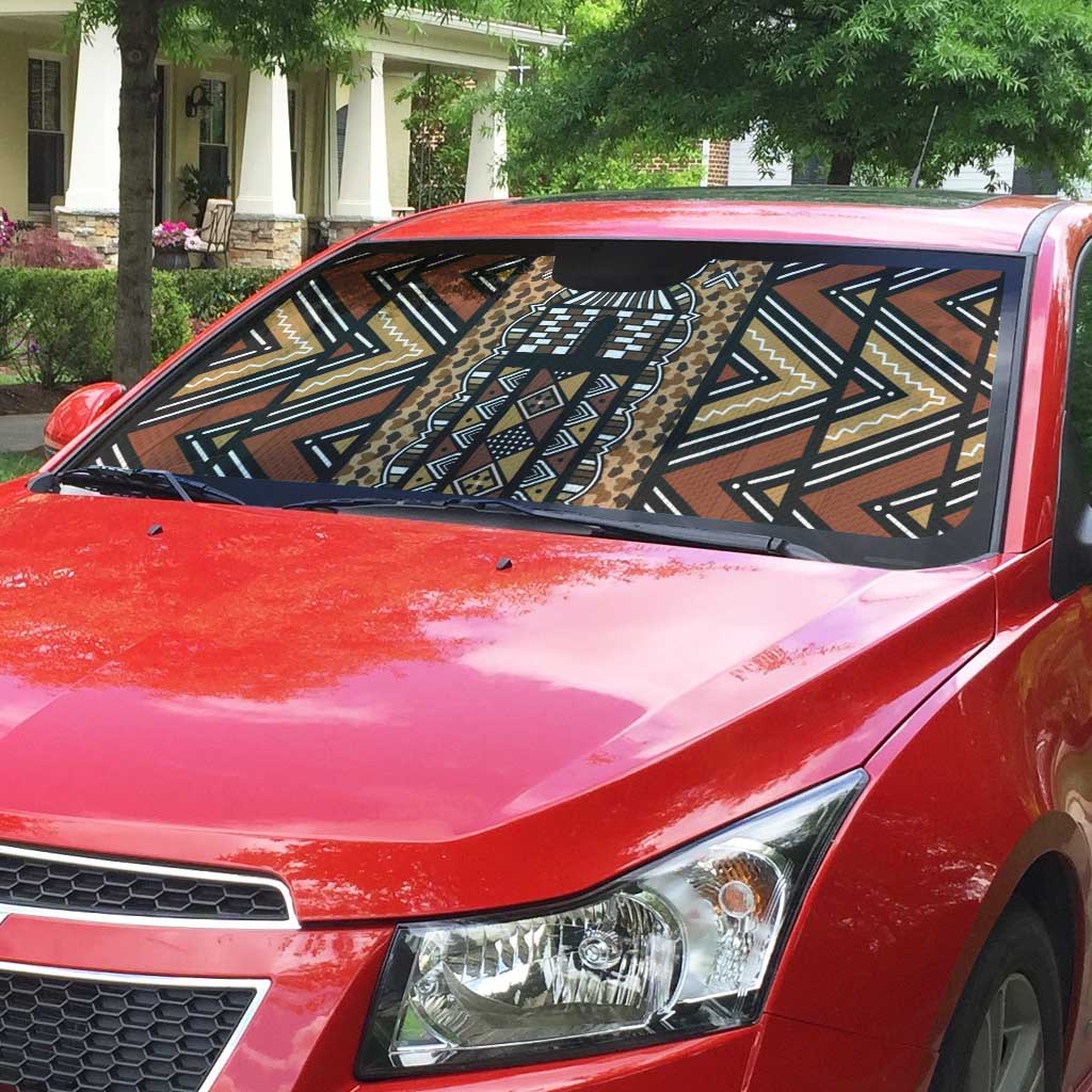 Mali Mud Cloth Leopards Legacy Auto Sun Shade Tribal Village