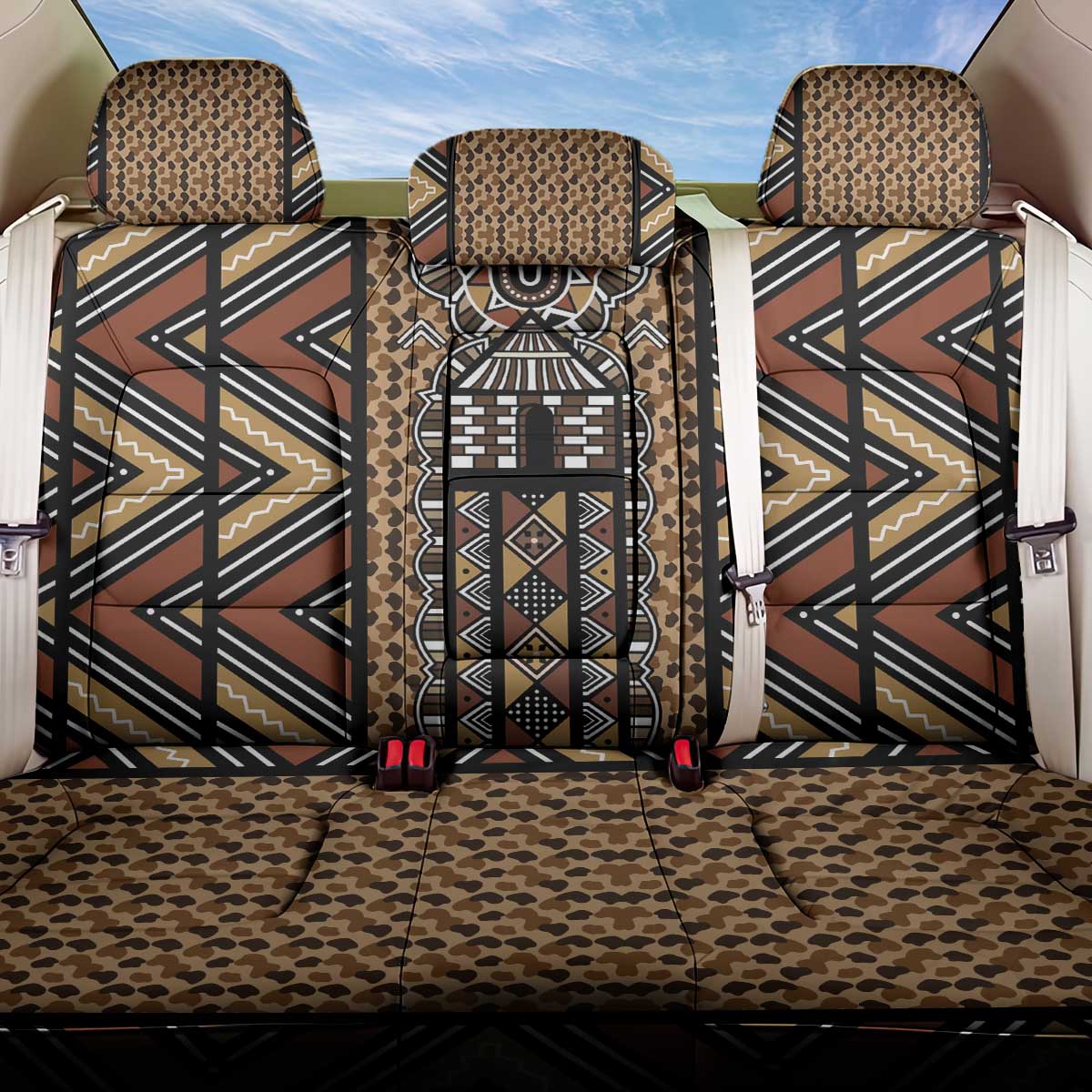 Mali Mud Cloth Leopards Legacy Back Car Seat Cover African Tribal Pattern - African Pride