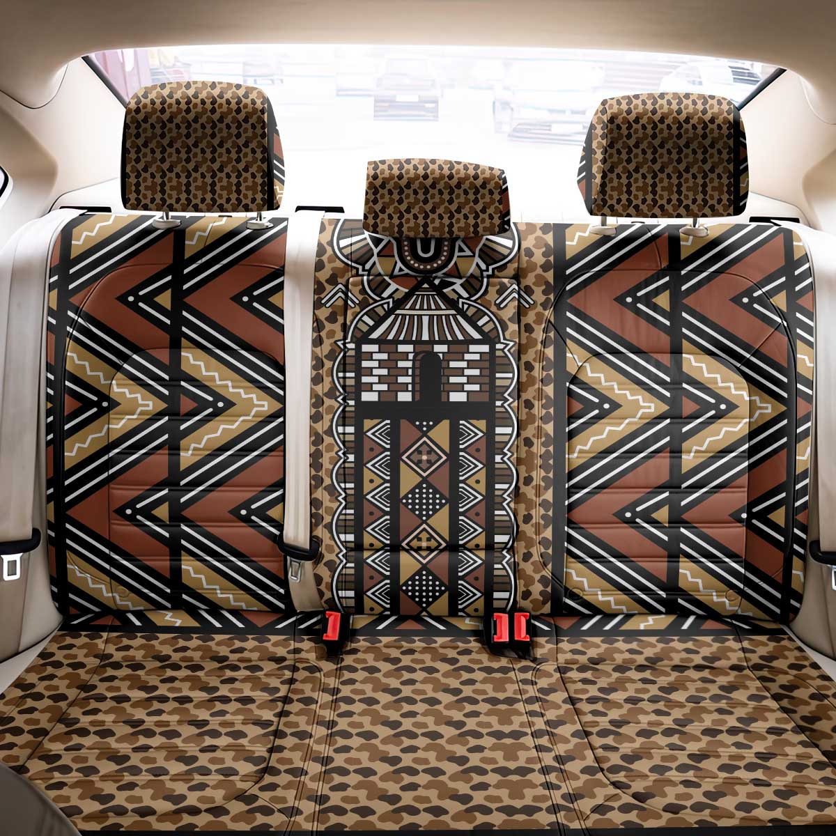 Mali Mud Cloth Leopards Legacy Back Car Seat Cover African Tribal Pattern - African Pride