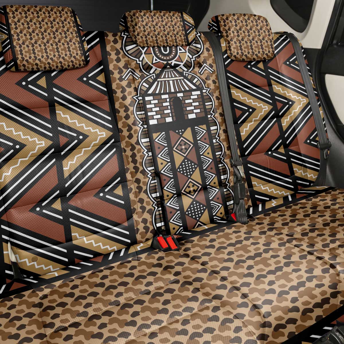 Mali Mud Cloth Leopards Legacy Back Car Seat Cover African Tribal Pattern - African Pride