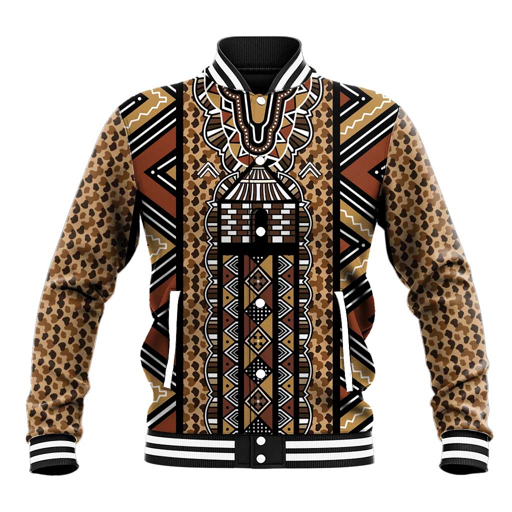 Mali Mud Cloth Leopards Legacy Baseball Jacket African Tribal Pattern - African Pride