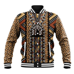 Mali Mud Cloth Leopards Legacy Baseball Jacket African Tribal Pattern - African Pride