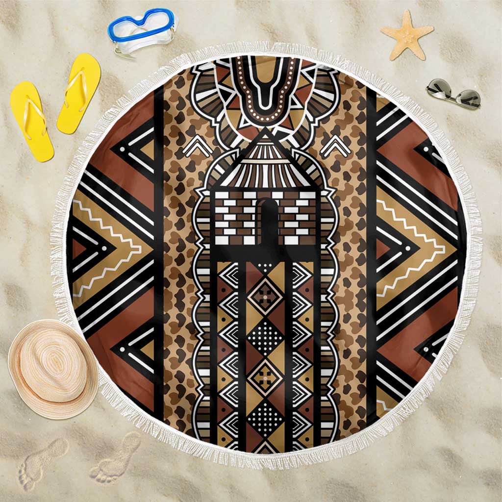 Mali Mud Cloth Leopards Legacy Beach Blanket African Tribal Pattern - African Pride