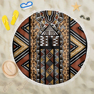 Mali Mud Cloth Leopards Legacy Beach Blanket African Tribal Pattern - African Pride