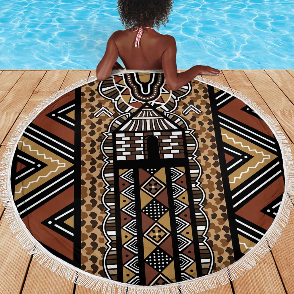 Mali Mud Cloth Leopards Legacy Beach Blanket African Tribal Pattern - African Pride