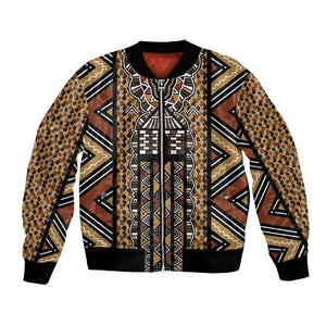 Mali Mud Cloth Leopards Legacy Bomber Jacket African Tribal Pattern - African Pride