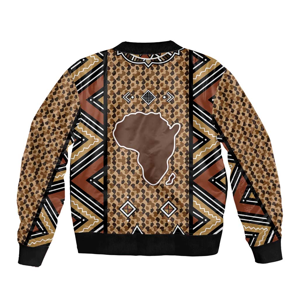 Mali Mud Cloth Leopards Legacy Bomber Jacket African Tribal Pattern - African Pride