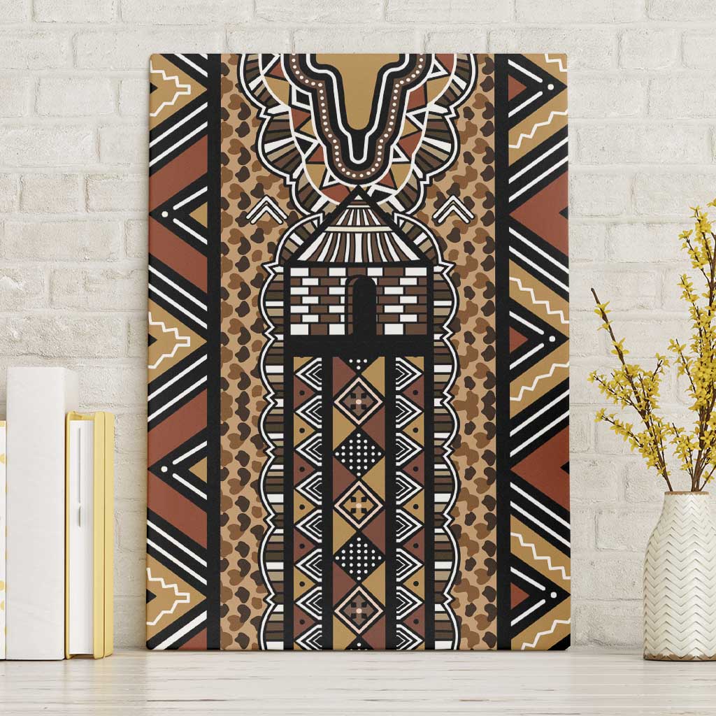 Mali Mud Cloth Leopards Legacy Canvas Wall Art African Tribal Pattern - African Pride