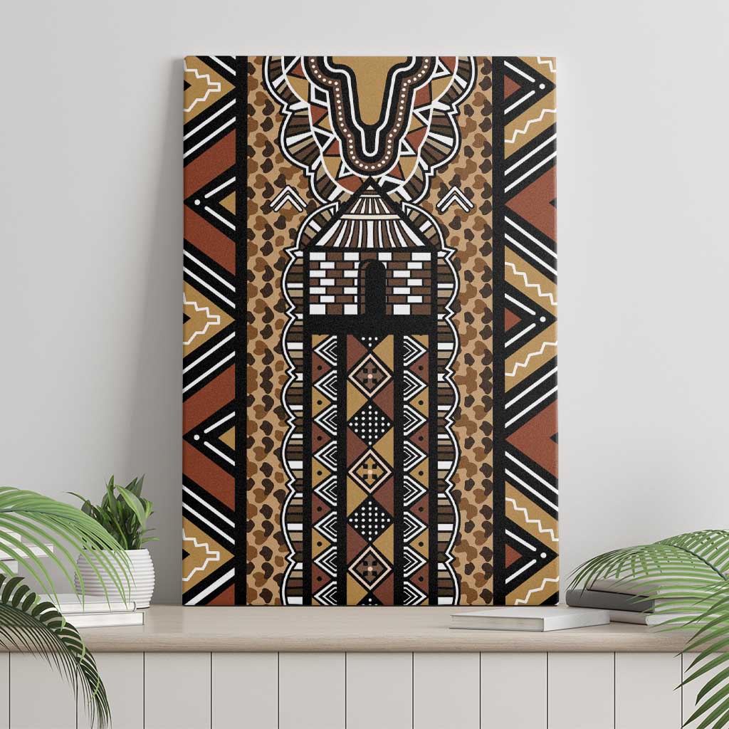 Mali Mud Cloth Leopards Legacy Canvas Wall Art African Tribal Pattern - African Pride