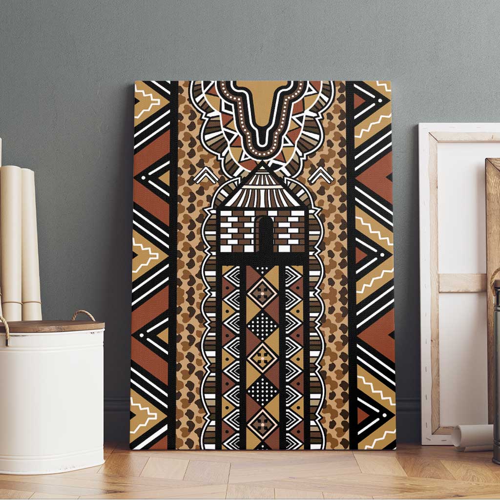 Mali Mud Cloth Leopards Legacy Canvas Wall Art African Tribal Pattern - African Pride