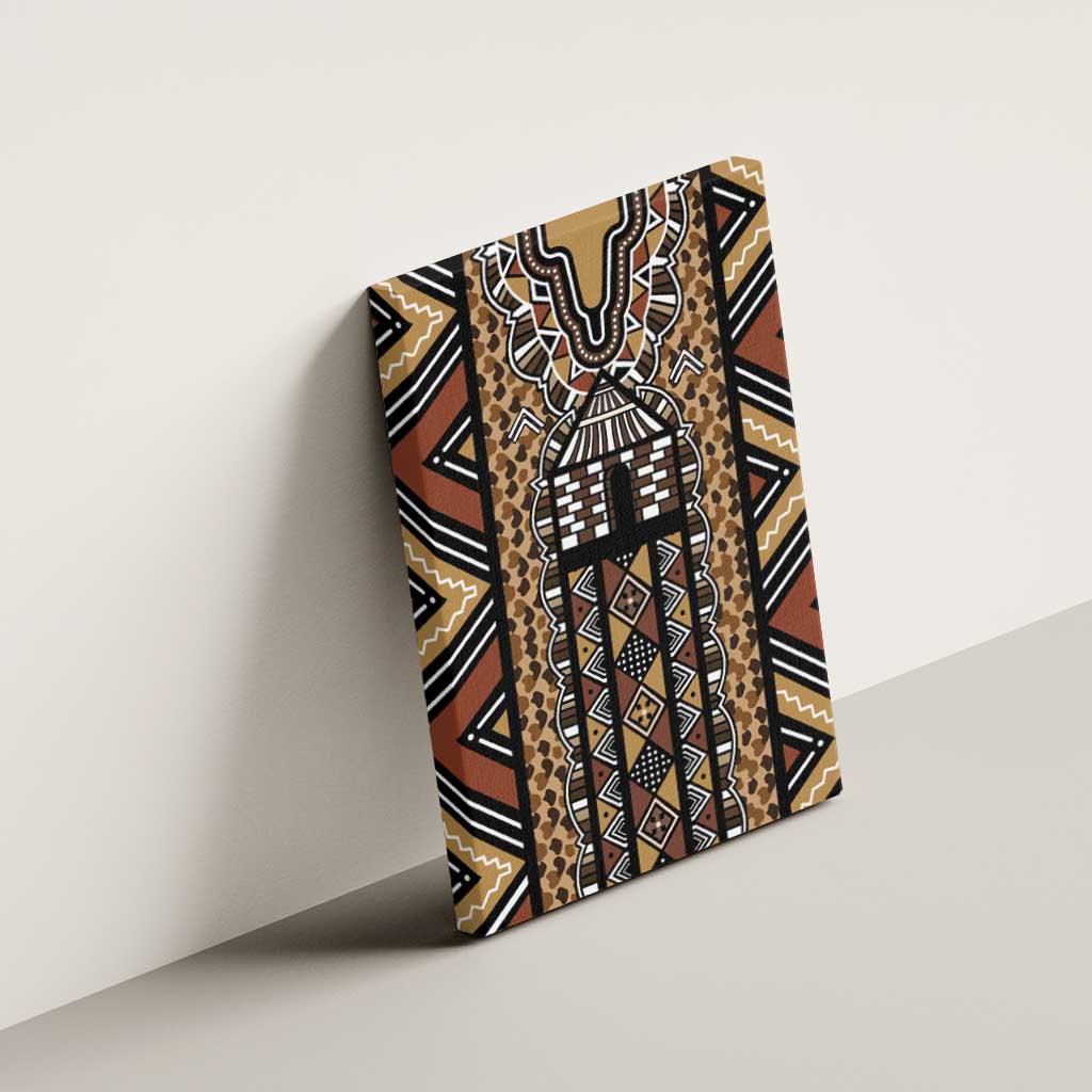 Mali Mud Cloth Leopards Legacy Canvas Wall Art African Tribal Pattern - African Pride