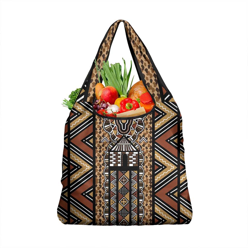Mali Mud Cloth Leopards Legacy Grocery Bag African Tribal Pattern - African Pride
