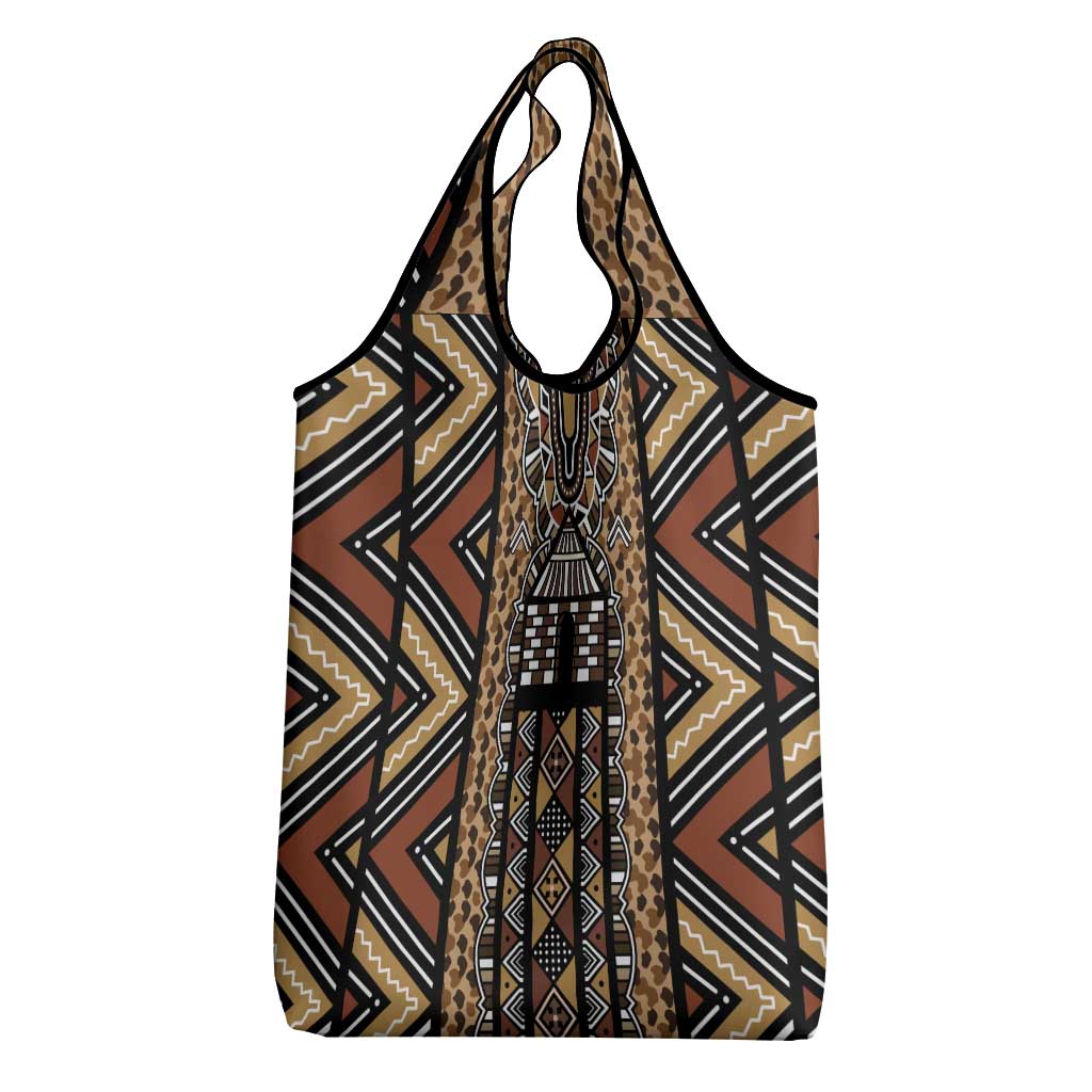 Mali Mud Cloth Leopards Legacy Grocery Bag African Tribal Pattern - African Pride