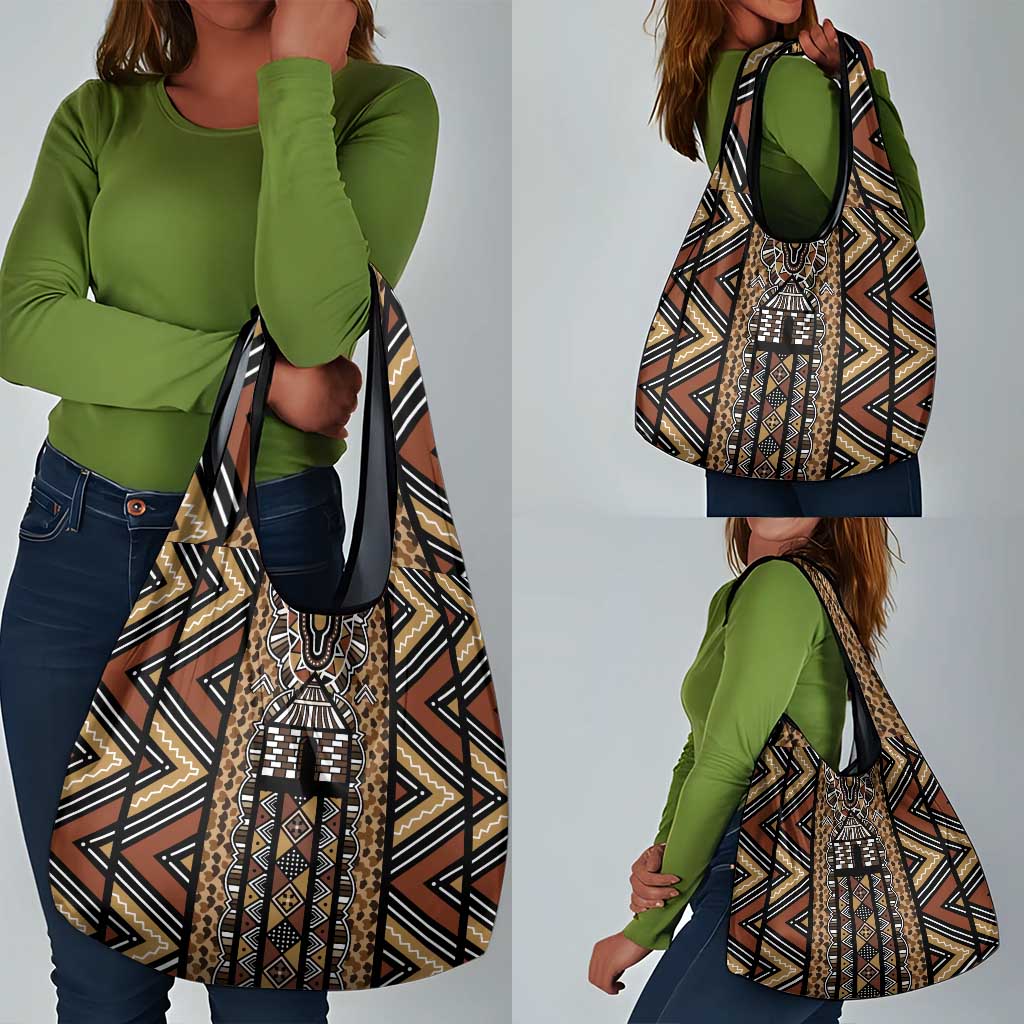 Mali Mud Cloth Leopards Legacy Grocery Bag African Tribal Pattern - African Pride