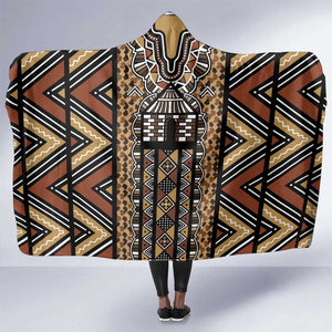 Mali Mud Cloth Leopards Legacy Hooded Blanket African Tribal Pattern - African Pride