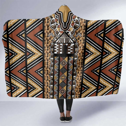 Mali Mud Cloth Leopards Legacy Hooded Blanket African Tribal Pattern - African Pride