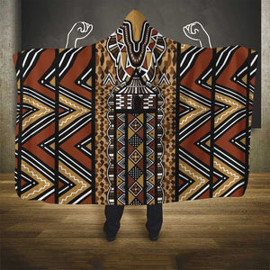 Mali Mud Cloth Leopards Legacy Hooded Blanket African Tribal Pattern - African Pride