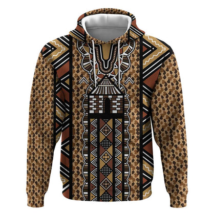 Mali Mud Cloth Leopards Legacy Hoodie African Tribal Pattern - African Pride