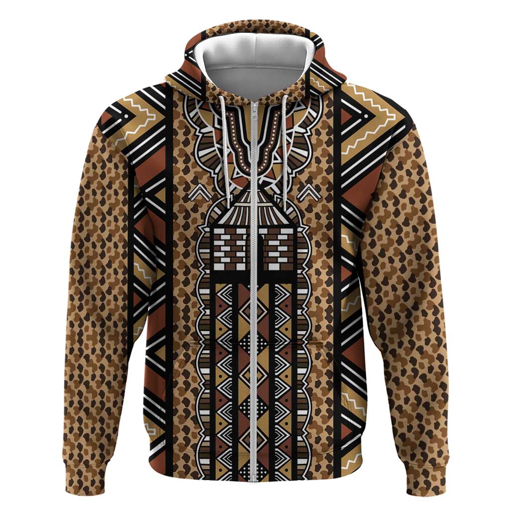 Mali Mud Cloth Leopards Legacy Hoodie African Tribal Pattern - African Pride